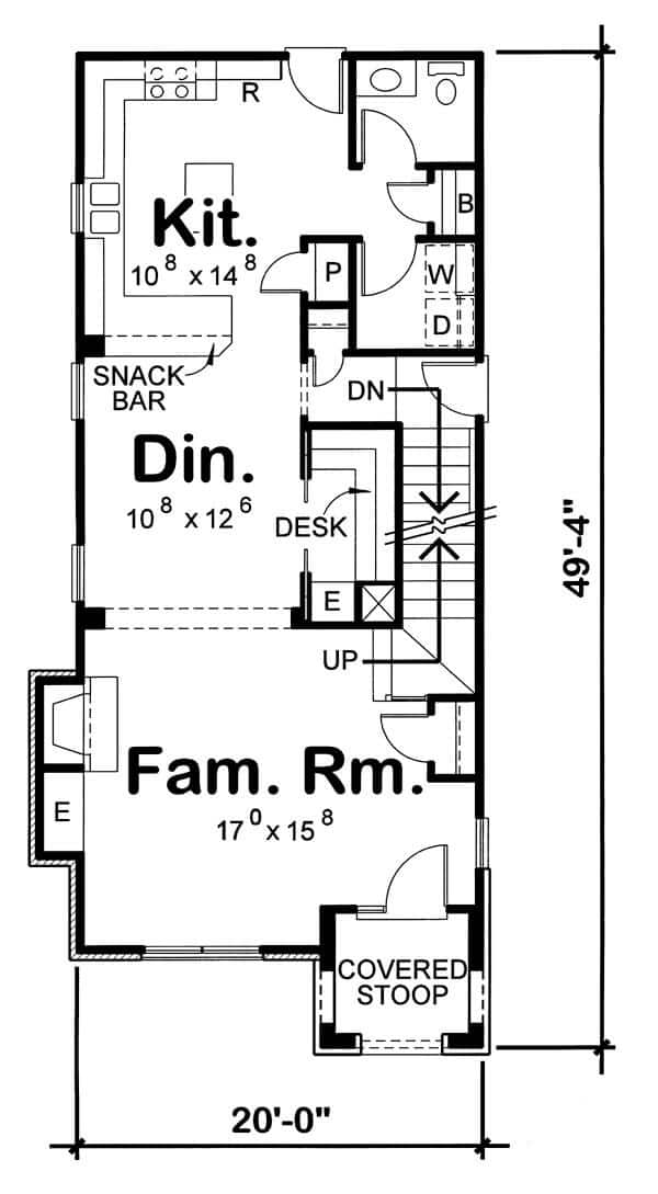 Mặt bằng tầng 1 nhà có 3 phòng ngủ 7x15 cho bạn tham khảo