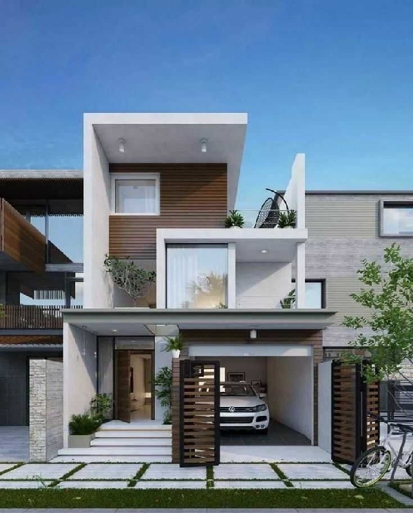Mẫu thiết kế nhà ống 3 tầng có gara hiện đại, sang trọng 