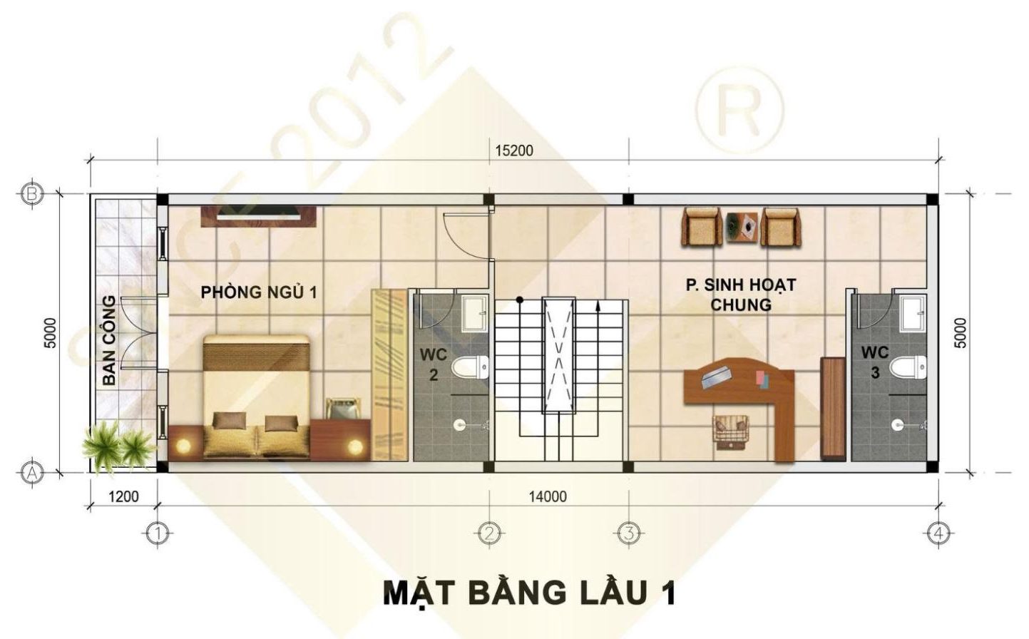 Bản vẽ mặt bằng nhà 2