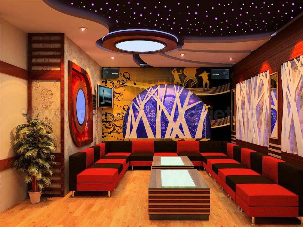 Phòng karaoke với sức chứa 10-15 người và cũng có hiệu ứng bầu trời đêm