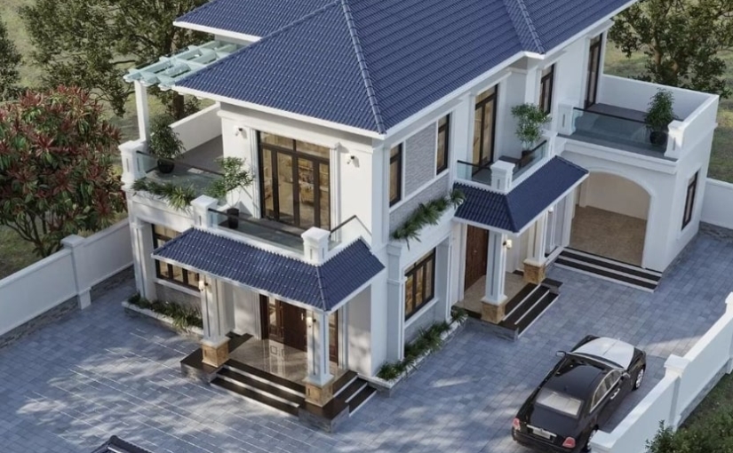 21+ mẫu thiết kế nhà 2 tầng chữ L 120m2 đẹp không góc chết