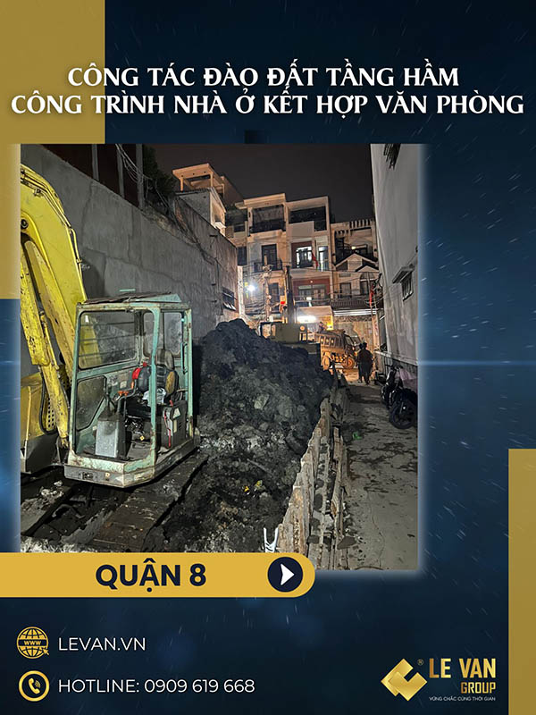 Tiến độ công trình đào hầm quận 8