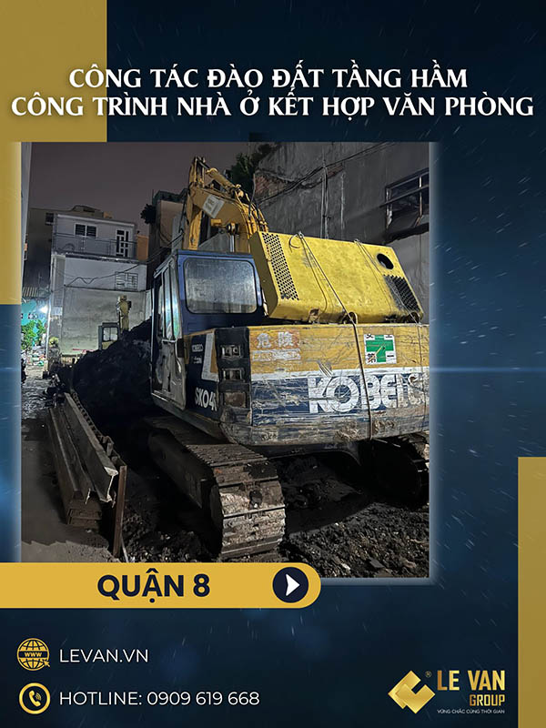 Tiến độ công trình đào hầm tại quận 8