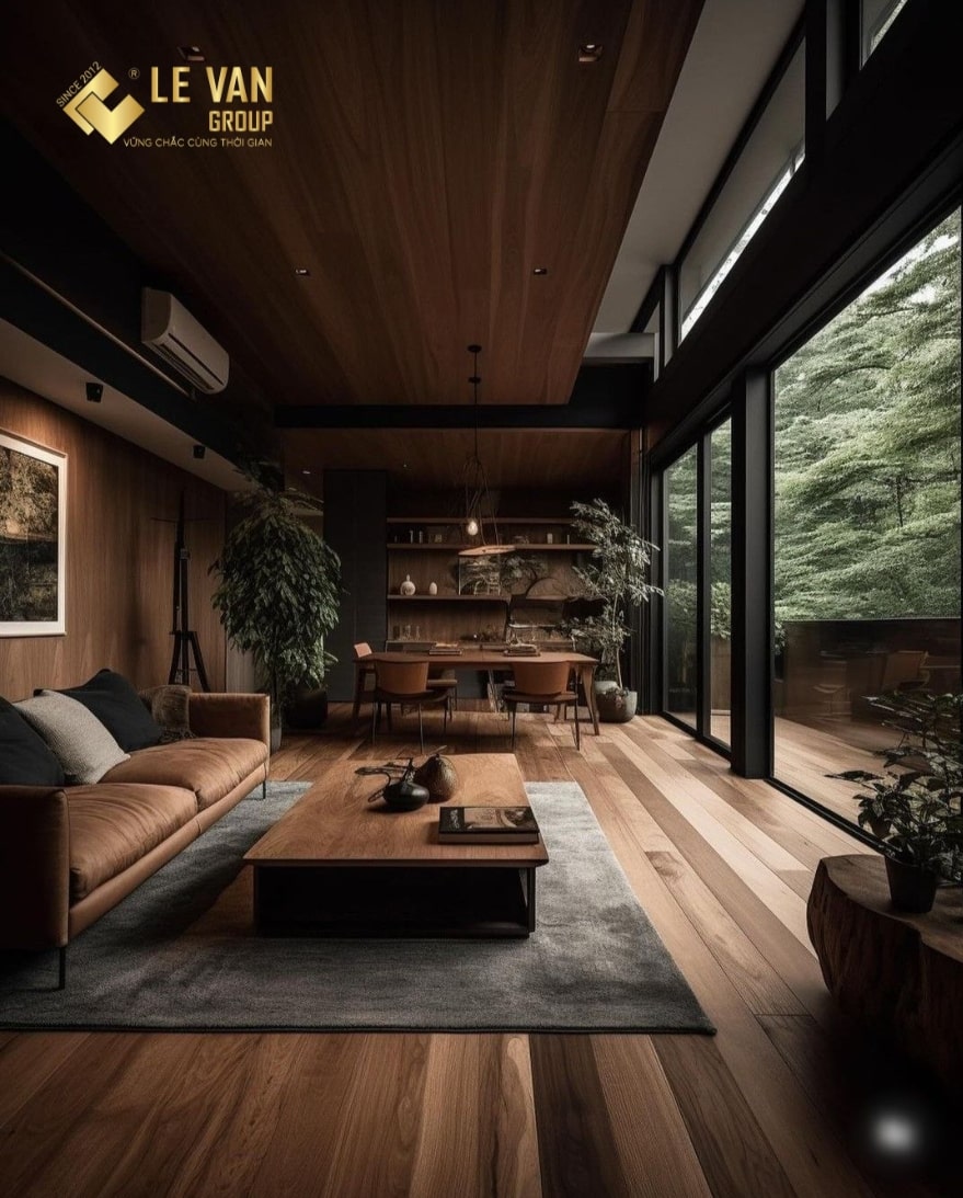 Thiết kế phòng khách bằng gỗ đẹp, sang không chỗ chê 
