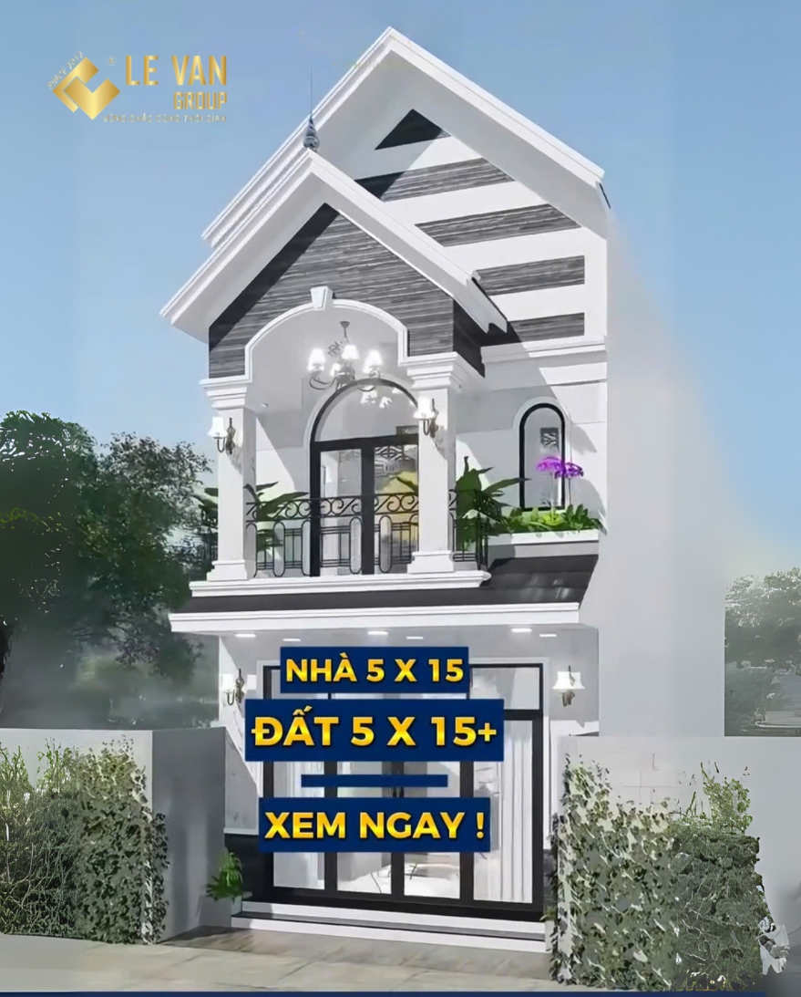 MẪU NHÀ PHỐ MẶT TIỀN MÁI THÁI 2 TẦNG (MÁI LỢP TOLE) 5M X 15M 