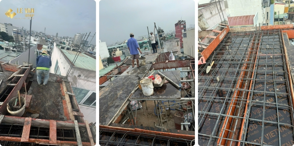 Đổ bê tông sàn mái - chi Trang Ly
